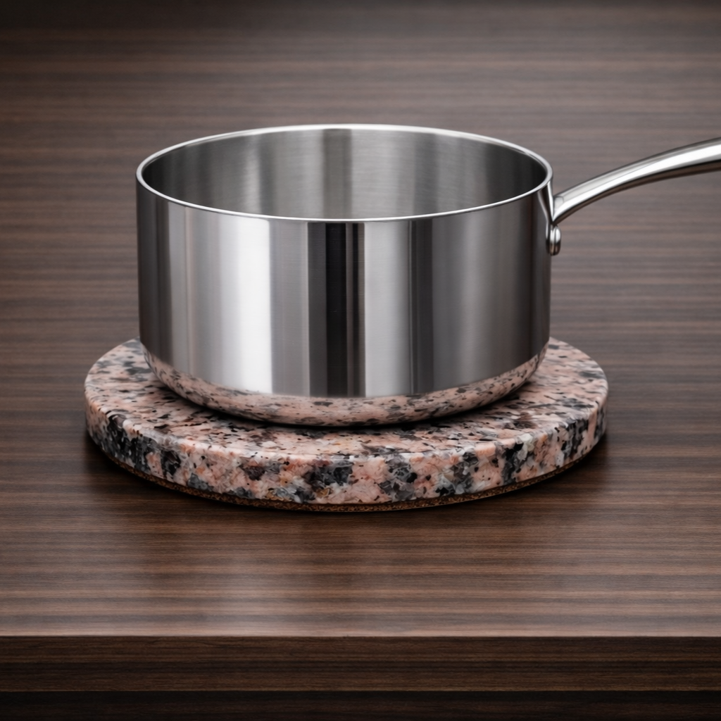 Casserole sur dessous de plat en granit