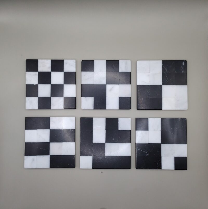 Sous verre en marbre blanc et noir