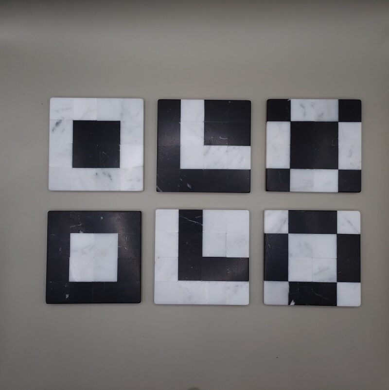 Sous verre en marbre blanc et noir