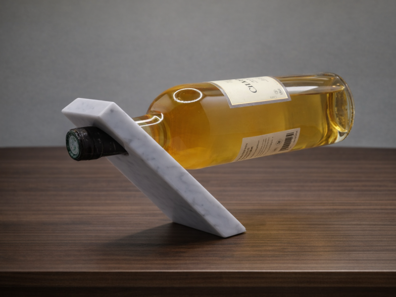 Bouteille de vin sur support en marbre blanc