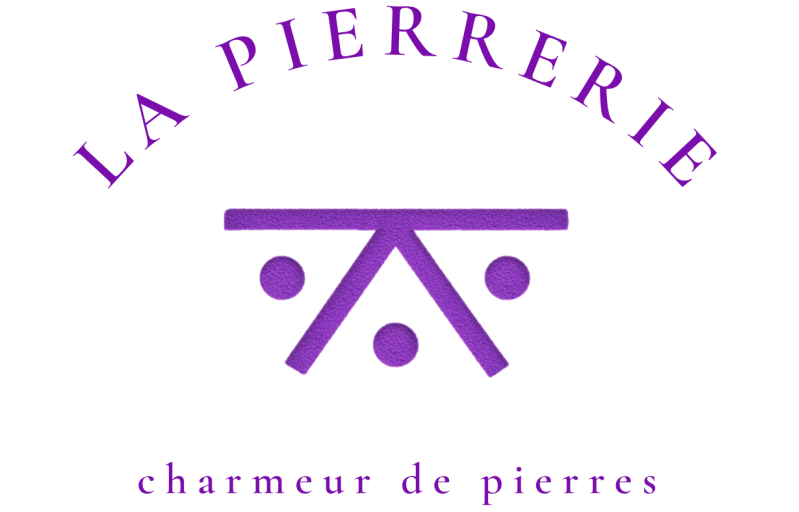 Logo de La Pierrerie et slogan "charmeur de pierres"