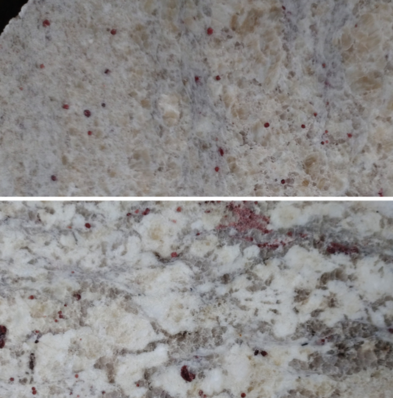 Granit blanc points violets